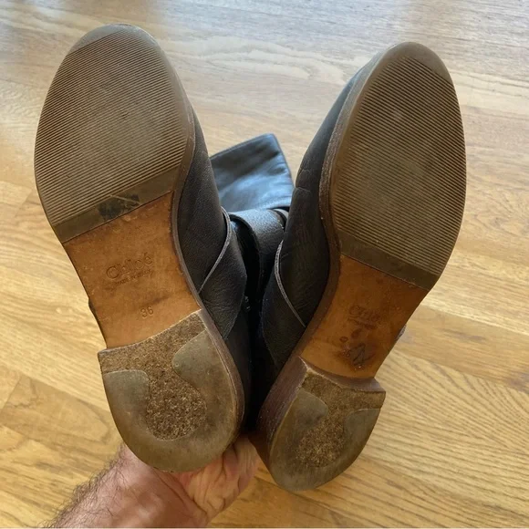 Chloe Erin Prince Leather Buckled Knee High boots size 6 - Picture 9 of 15